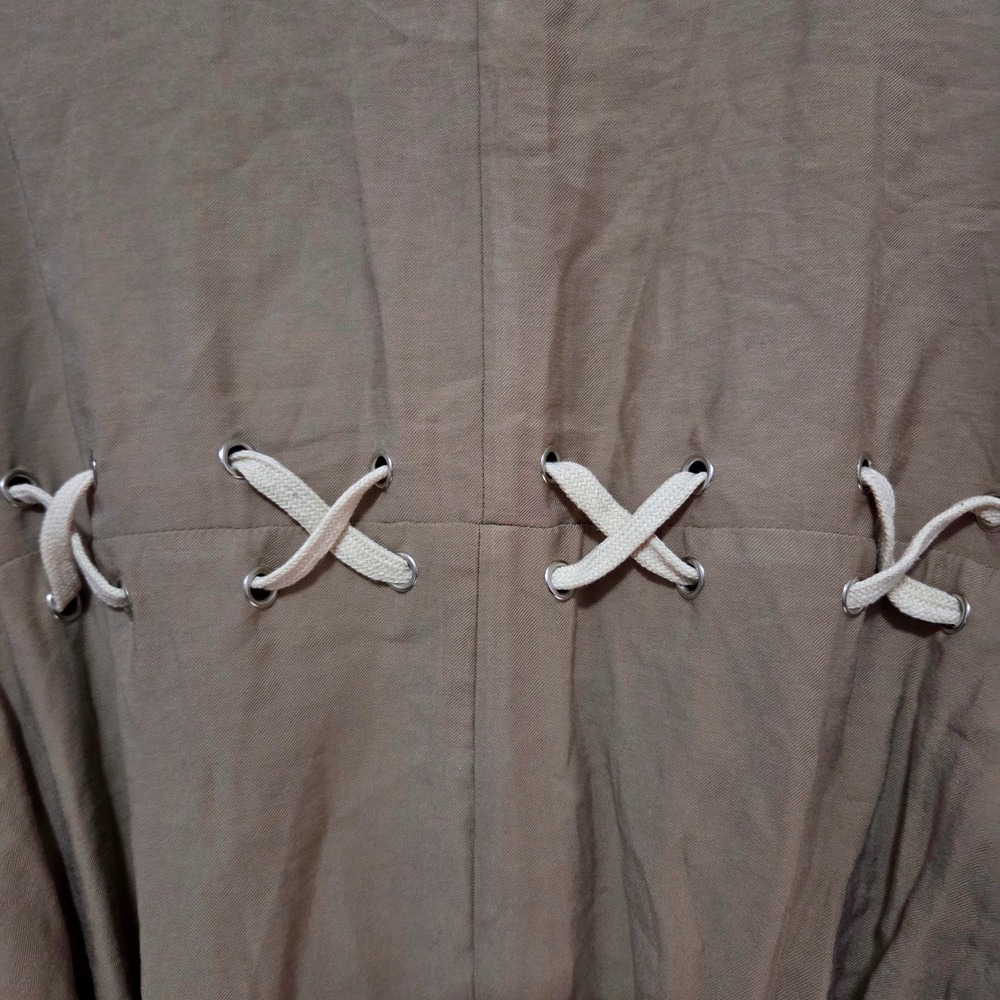 POL Anthropologie Womens Lace Up Back Trench Coat‎ Taupe Double Breasted Medium - Picture 6 of 9